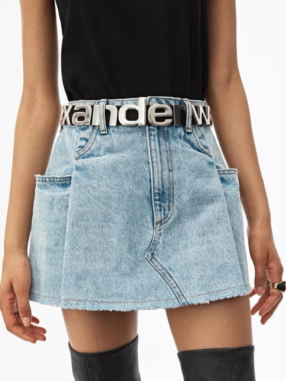 Alexander Wang Pleated Denim Mini Skirt